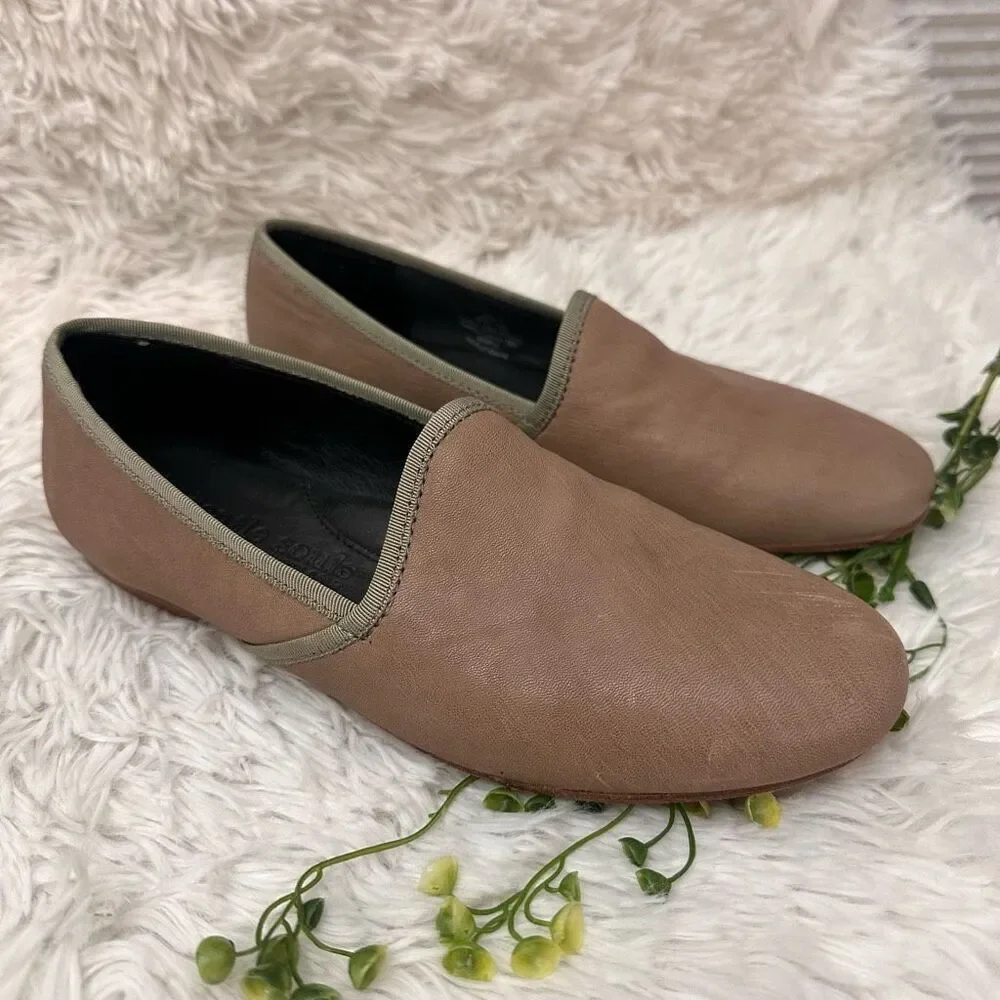 Gentle Souls Edge-Y Beige Neutral Comfy Slip On Flat Leather Loafers Sz 7.5M NEW
